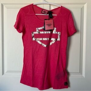 Harley-Davidson Women's Tee, Pink Label Metallic Bar & Shield t-shirt